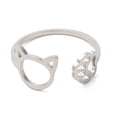 thumbnail image 2 of Stainless Steel Non-Tarnish Adjustable Open Ring Cat Kitten Shape Animal Pet R7, 2 of 3