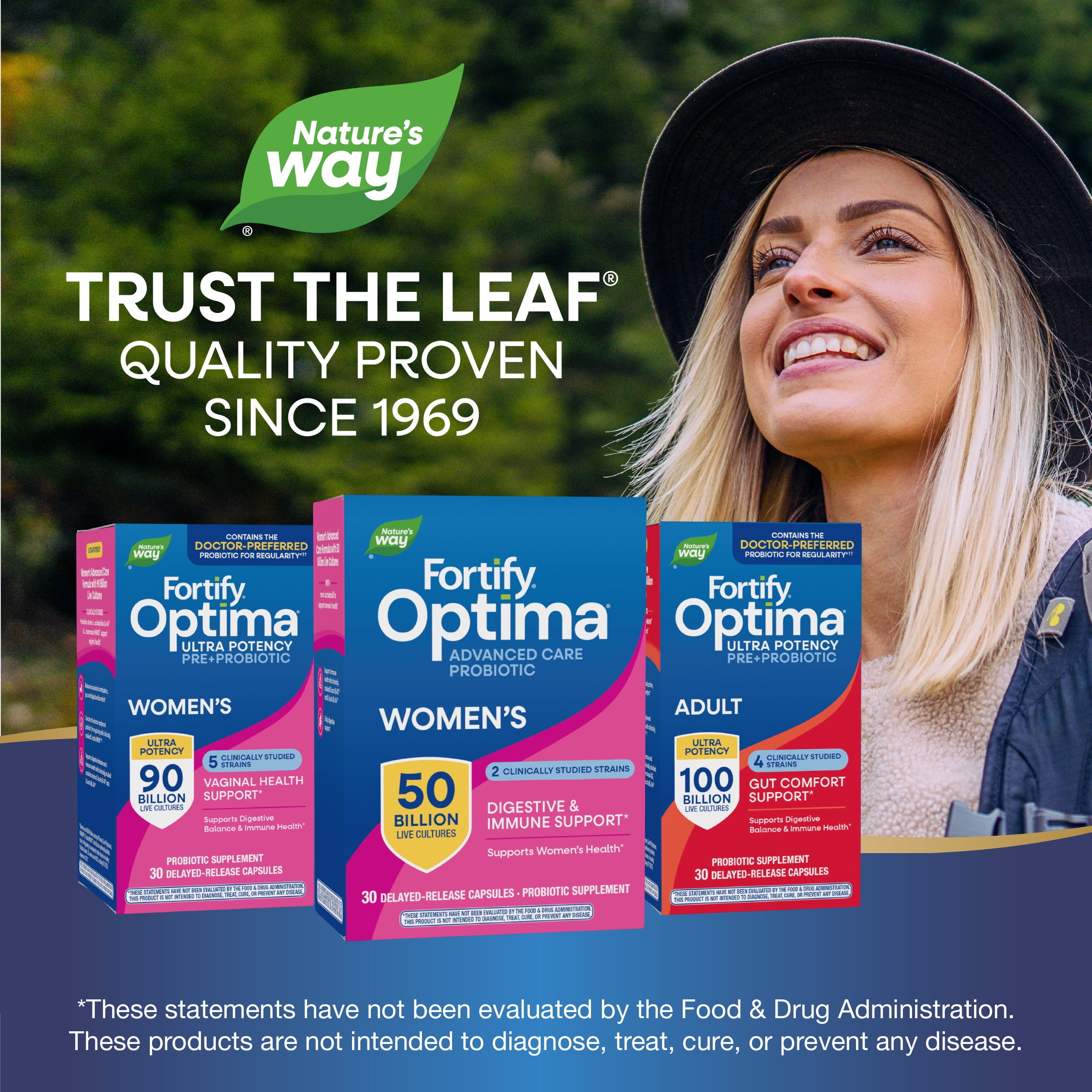 Fortify Optima Women's Probiotic, 50 Billion CFU Capsules, 30 Count