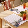 thumbnail image 4 of Easter Rabbit Placemats Set of 2, Watercolor Grey Rabbit Biting A Pink Tulip Floral Pink Plaid Non-Slip Place Mats Washable Table Mats for Kitchen Dining Table Decorations Indoor/Outdoor, 4 of 9