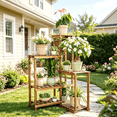 thumbnail image 6 of 6 Tier Wooden Corner Plant Stand Shelf Garden Patio Displaying Shelves Rack Indoor Outdoor for Flowers Succulents Planter Pots, 6 of 13