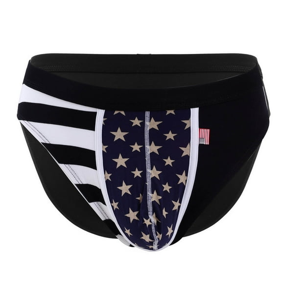Mens Underwear Sport Breathable Comfortable Youth Flag Pattern Underwear Mid-waist Briefs
