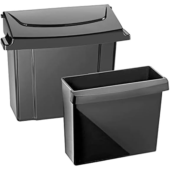 Sanitary Napkin Receptacle - Feminine Hygiene Disposal Container, Wall Mounted Trash Can with Odor Control Seal & Installation Hardware (Black)