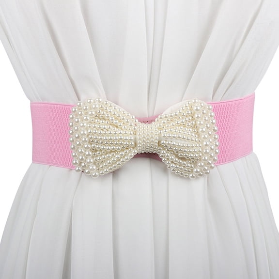 Pearl Imitation Belt with Bow Elastic Waistband Belts Nylon Belt Bag for Women Fashion Belts for Men Buckle Style Leather under Belt X Belt Belt Buckles Men Western Cowboy Wing Belt Dressy