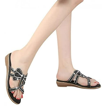 

Women s Travel Flat Sandal Dragonfly hand drilled sandals QT19