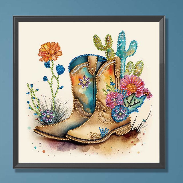 Cuadros Decorativos Kit de pintura de diamante con forma especial parcial de bricolaje 5D, botas, decoración del hogar (XD033) Wdftyju embutido en tela