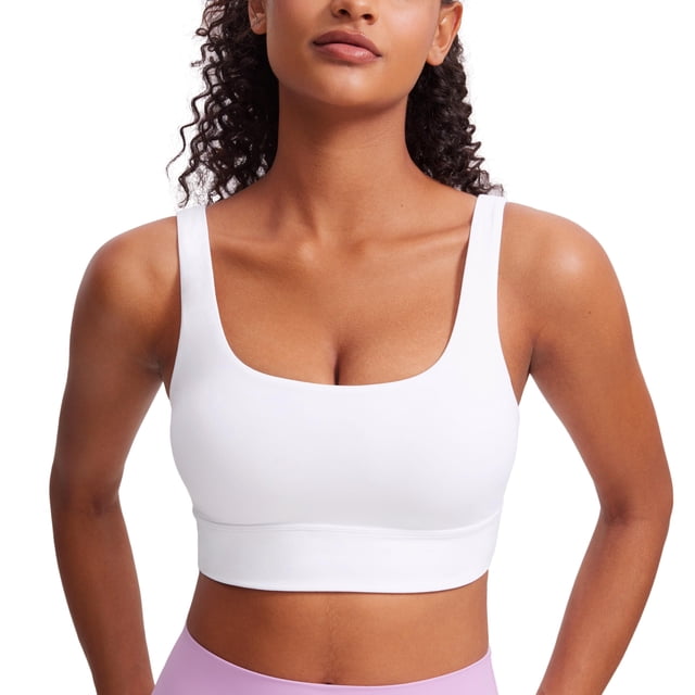 Sujetador deportivo CRZ YOGA Butterluxe, espalda en U, cuello redondo, acolchado, blanco