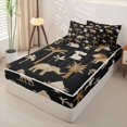 thumbnail image 2 of Castle Fairy Girls Elephant Zebra Lion Palm Tree Zipper Full Size Comforter Sets with Fitted Sheet and 2 Pillowcases,Animal Koala Zipper Bedding Set,Brown Black,Black Reversible,4pcs, 2 of 6