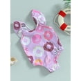 thumbnail image 3 of Baby Toddler Girls Summer Romper Swimwear 3 6 9 12 18 24 Months Sleeveless Cartoon Donut Print Bathing Suit, 3 of 8