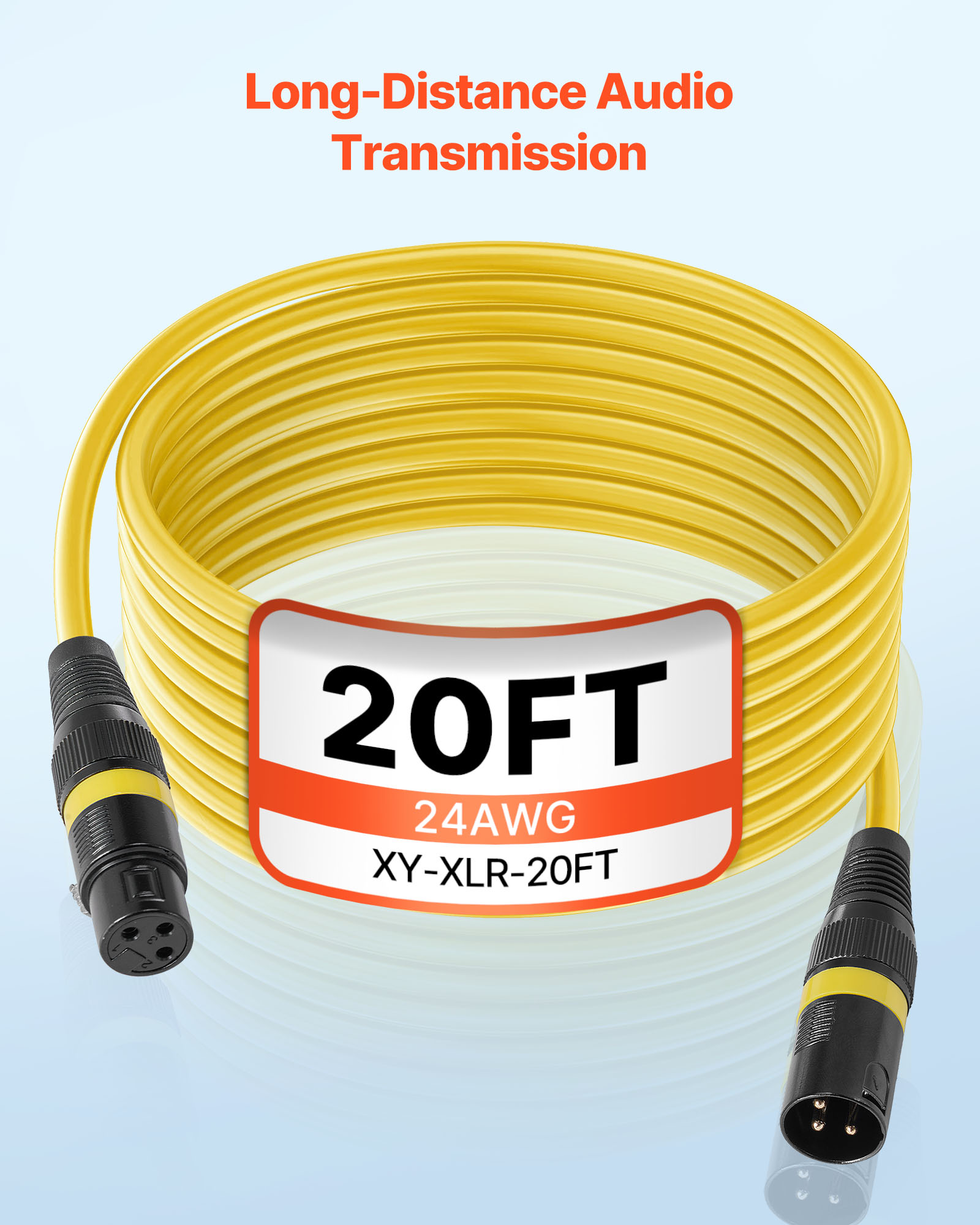 VEVOR XLR Cable 20 ft, 6 Pack, Shielded Balanced DMX Male to Female Microphone Cables, Gold-Plated 3-Pin XLR Mic Speaker Cord Wires, for Stage Lighting, Microphones,Amplifier, Mixer, Speaker Systems