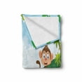 thumbnail image 2 of Cartoon Soft Flannel Fleece Throw Blanket, 3 Monkeys Playing in a Tropical Forest Banana Africa Safari Nature, Cozy Plush for Indoor and Outdoor Use, 60" x 80", Pale Blue Brown Green, by Ambesonne, 2 of 6