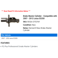 thumbnail image 2 of Brake Master Cylinder - Compatible with 2007 - 2012 ES350 2008 2009 2010 2011, 2 of 2