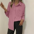 thumbnail image 2 of Diufon Womens Button down Shirts Casual Long Sleeve Solid Color Blouses Lapel Collar Tops with Pockets, 2 of 4