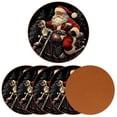 thumbnail image 2 of Santa Claus 6PCS Round Microfiber Leather Bar Coasters, 11x11 cm/4.3x4.3 in, Drink Coasters for Home and Kitchen, Furniture from Water Marks and Scratches, 2 of 6