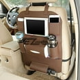 thumbnail image 6 of Brown Car Seat Back Storage Bag Organizer synthetic leather iPad iPhone Holder, 6 of 7