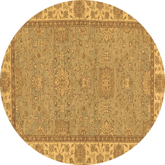 Ahgly Company Indoor Round Oriental Brown Traditional Area Rugs, 3' Round