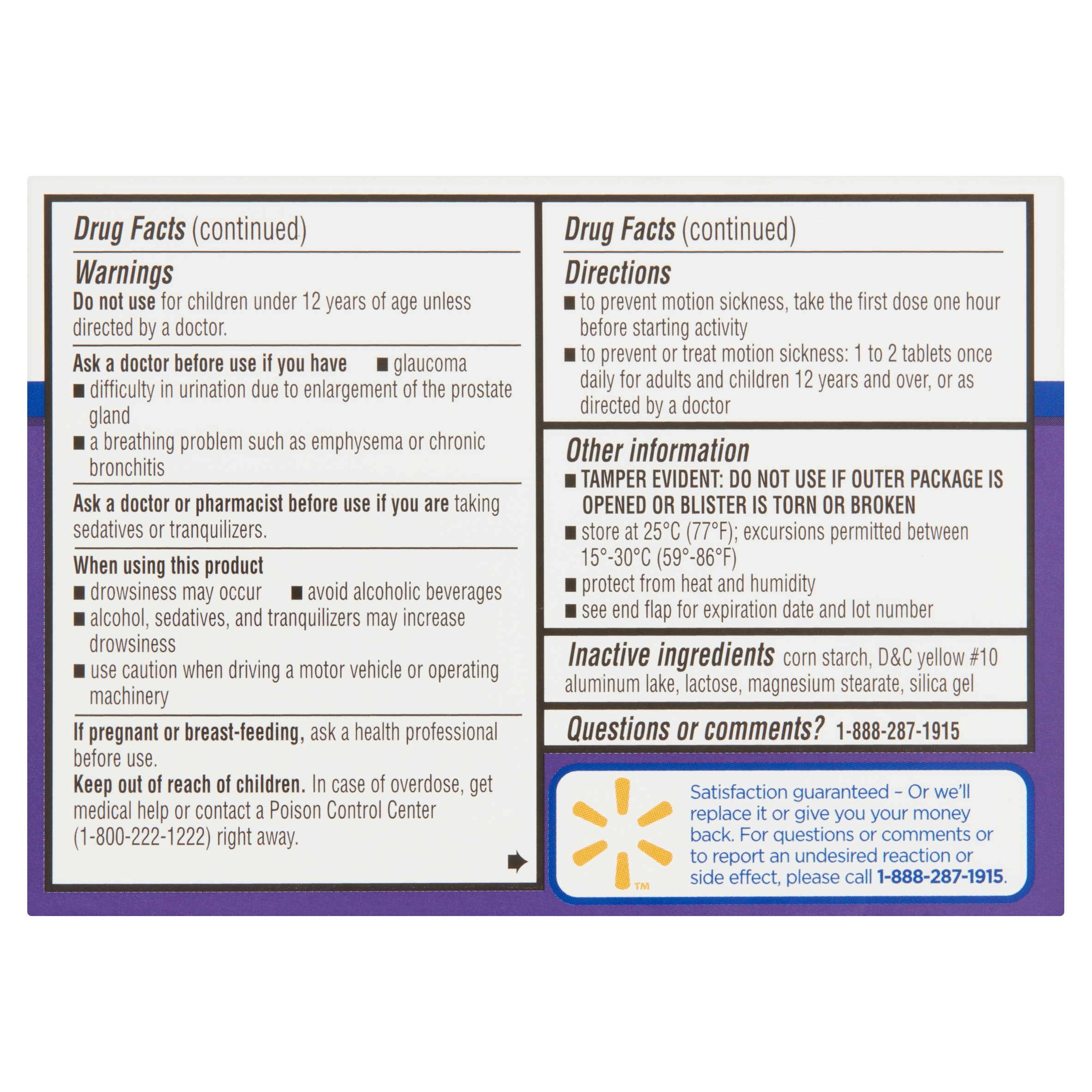 Tabletas Equate de meclizina HCI para alivio del mareo por movimiento, fórmula menos somnolienta, 25 mg, 8 unidades, comparar con ingredientes activos de Dramamine® todo el día menos somnoliento 2