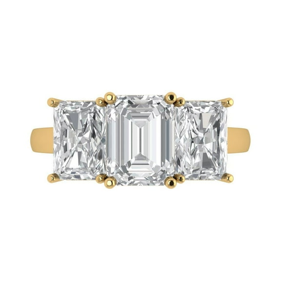Clara Pucci 14K Yellow Gold 4ct WhiteSapphire Three-Stone Ring for Women