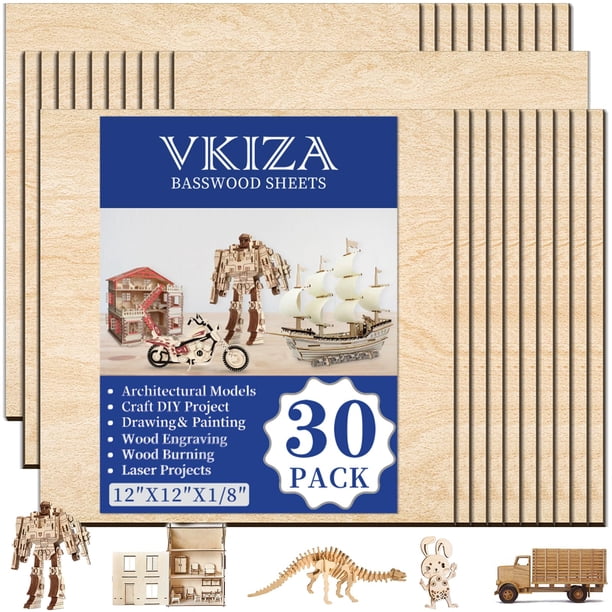 Láminas de tilo VKIZA, paquete de 30 unidades, 3 mm, 30 x 30 cm, para corte por láser