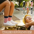 thumbnail image 3 of Bocaoying 6 Pairs Striped Crew Socks for Women Girls, Retro Vintage Colorful Athletic Socks, Funny Casual Cotton Crew Socks, Cute College Style Ribbed High Ankle Socks (Sizes 6-9), 3 of 8