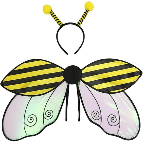 Halloween Ladybug Costumes Bumble Bee Wings and Headband Set Costume Accessories for Women Girls