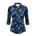 thumbnail image 2 of Uorisanigo Colorful Butterfly Womens Quick Dry Athletic Polo Shirts Size S Versatile Comfortable Women's 3/4 Sleeve Athletic Golf Shirts Fashion Casual Outing Wear Relaxed Pullover, 2 of 7