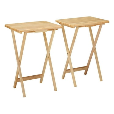 Winsome Alex 2-Piece Single Foldable Snack Tables, Natural Finish
