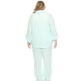 thumbnail image 3 of White Mark Women's Plus Size 2-Piece Oversize Long Sleeve Button Down Cotton Linen Gauze Lounge Beach Set, 3 of 7