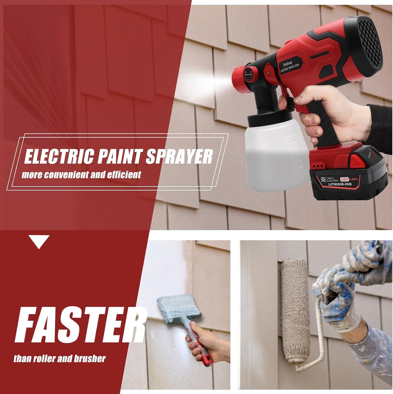 Paint Sprayer for Milwaukee M18 18V Battery, Cordless HVLP Paint Sprayers for House Painting Stain Sprayer for Fence, Furniture, cabinets, Walls, etc. (Battery NOT Included)