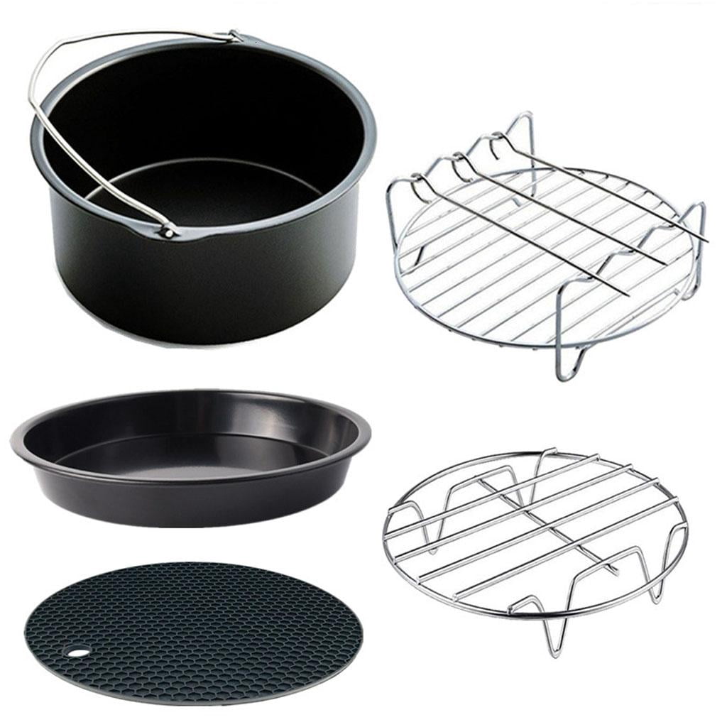 Nonstick 6-8 inch Air Fryer With Pizza Pan Cake Cup Stainless Steel Grill