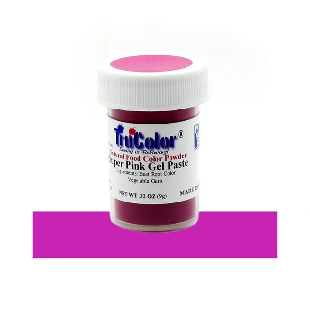 TruColor Super Pink Natural Gel Paste Powder Food Coloring, 9 Grams