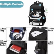 Lvelia Boys School Backpacks for Kids, Fashion Large Capacity School Bag,Waterproof Bookbags with USB Charge Port,Spaceman Printed Black