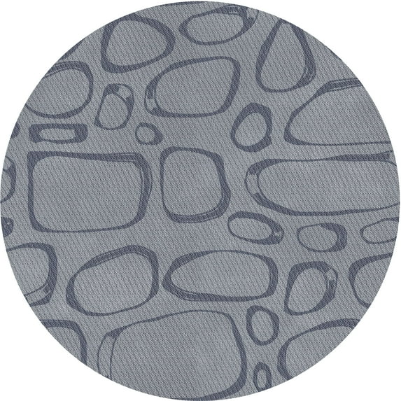 Ahgly Company Machine Washable Indoor Round Transitional Purple Navy Blue Area Rugs, 7' Round