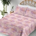 thumbnail image 3 of Ambesonne Abstract Floral Design Fitted & Flat Sheet with Shams 4 Pcs Set, Flowers Boho, King, Rose Lavender Pastel Pink, 3 of 5