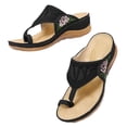 thumbnail image 2 of Zapatillas de cuña informales de tacón medio con flores y punta redonda de verano de talla grande para mujer Wmkox8yii  ytu3655, 2 of 5