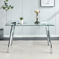 thumbnail image 3 of Dining Tables Glass Dining Table Modern Minimalist Rectangular for 4-6 with 0.31" Tempered Glass Tabletop and plating Metal Legs, Writing Table Desk, for Kitchen Dining Living Room, 51" W x 31"D x 3, 3 of 14