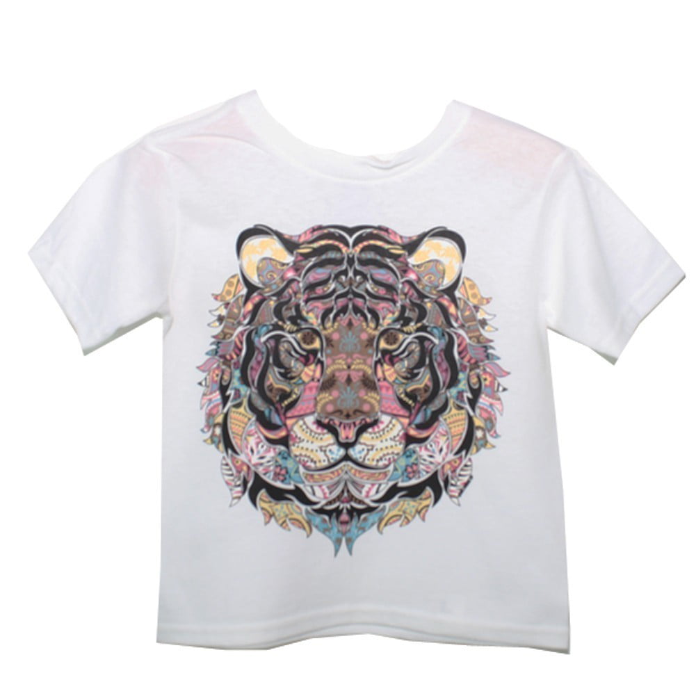 YYIL Lion Mosaic Childrens Comfortable and Lovely T Shirt Suitable for Both Boys and Girls 