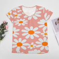 thumbnail image 4 of Daisy Floral Peach Pattern Women's Blouse Short Sleeve Women's Top T-Shirt Spring Summer Clothes, 4 of 7