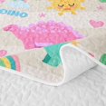 thumbnail image 5 of Erosebridal Rainbow Kawaii Dinosaur Quilt King,Cartoon Cactus Cute Dino King Coverlet Set For Teens,3 Pieces, 5 of 7