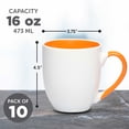 thumbnail image 5 of Bistro Style Large Coffee Mugs 16 oz. Set of 10, Bulk Pack - Perfect for Coffee, Tea, Espresso, Hot Cocoa, Other Beverages - Orange, 5 of 5