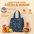 thumbnail image 5 of Pioneer Flower Floral Print Pattern Insulated Lunch Bag for Women & Adults,Large Portable Soft Cooler Lunch Bag,Thermal Food Storage Tote with Pearl Cotton,8.66L,8.75x5.75x9.5 Inch, 5 of 6