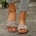 thumbnail image 2 of Qingpeng Womens Open Toe Flat Slide Sandals Square Toe Summer Shoes with Pearl and Sequin Embellishment for Casual Beach Wear, 2 of 7