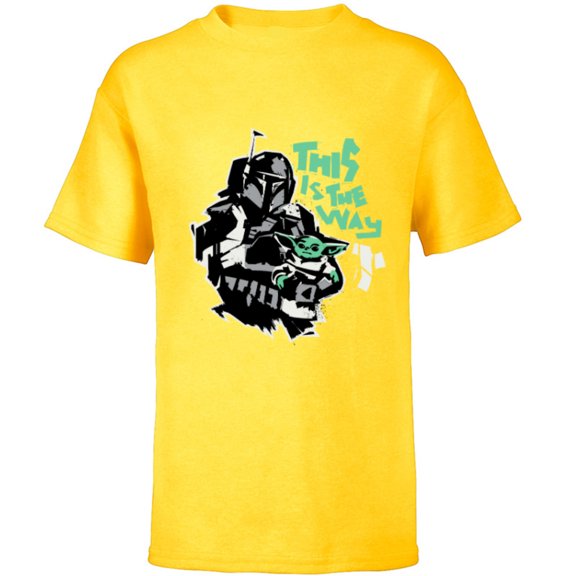Star Wars The Mandalorian and Grogu This is the Way Raw - Short Sleeve T-Shirt for Kids - Customized-Yellow