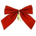 thumbnail image 2 of Set of Mini Red Velvet Festive Holiday Christmas Bows - Perfect as Tree Ornaments , Tree Filler, and More! - Measures 2.5" X 2", 2 of 2