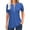 Dark blue, variant on Women's Short Sleeve Summer Casual V-Neck Pleated T-Shirt with Zipper Design Solid Color Top