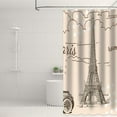 thumbnail image 4 of Paris Eiffel Tower Shower Curtain for Bathroom, Romantic Paris Shower Curtain Set Waterproof Fabric Bathtub Curtain Decor with 12 Hooks, 72x72 inches, 4 of 6