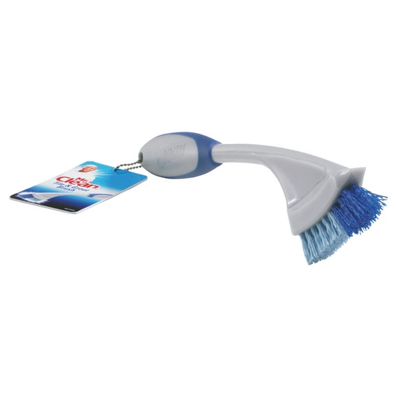 Mr. Clean Tile & Grout Brush, 9" Handle, 1" Bristles, Gray/Blue, 3/Box