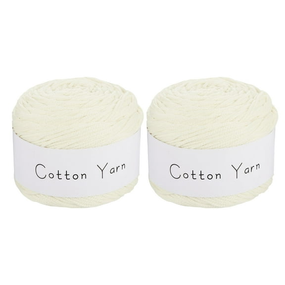 Uxcell 2 Skein Cotton Yarn, 100% Cotton Chunky Yarn for Hand Knitting, Blanket Yarn for Crocheting Each of 205g/7.23oz(Per Skein 150m/164 Yard)/Cream