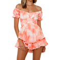 thumbnail image 3 of Vedolay Plus Size Romper Womens Casual Summer Crewneck Ruffle Sleeveless Rompers,H S, 3 of 5