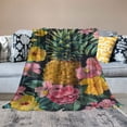 thumbnail image 2 of JRXY Palm Leaves Hibiscus Flowers Hawaii Throw Blanket Ultra Soft Warm All Season Tropical Pineapples Fruit Decorative Blankets for Bed Chair Car Sofa Couch Bedroom White, 2 of 6