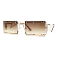 thumbnail image 3 of Metal Stud Rimless Rectangular Unique Metal Rim Sunglasses Gold Brown, 3 of 5